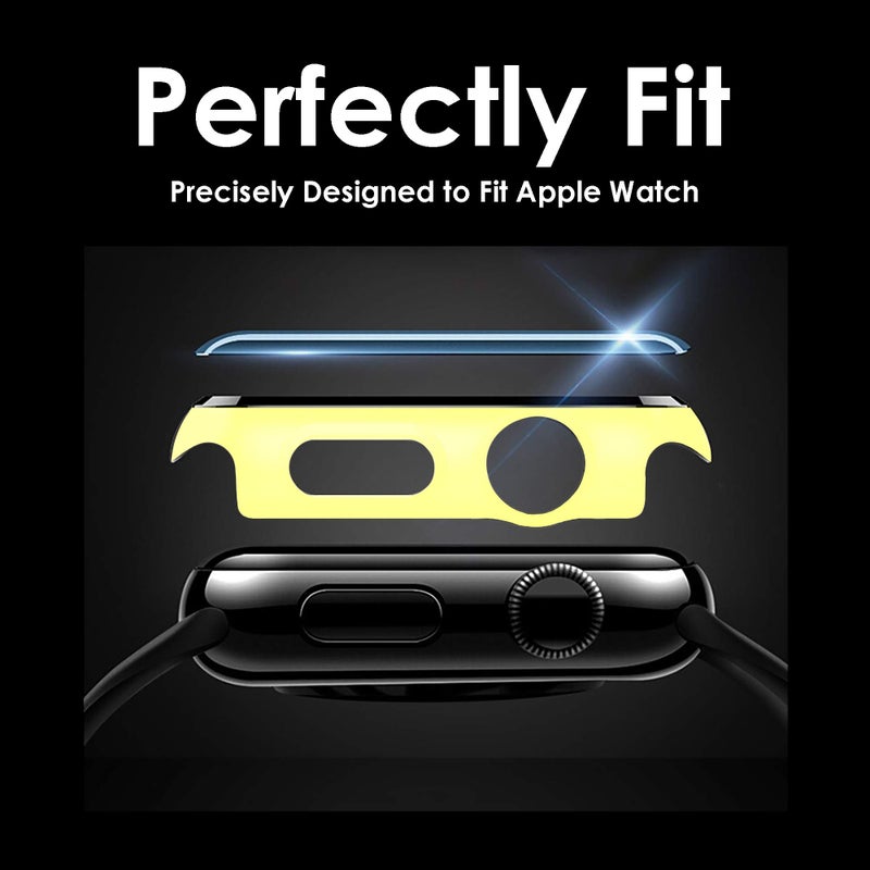 Pokanic [2 Pack Compatible with Apple Watch SE 6 5 4 Series iWatch 9H Tempered Glass Case Full Body Screen Protector Cover Wireless Charge Light Weight Scratch Resistant Proof (Yellow, 40mm) - Image 4